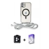 MARSİLYAN™- iPhone 11 Kılıf Eksen Özel Seri - Siyah Bilvis 5in1 3D Magic Cam Ekran Koruyucu + PVD Metal Kamera Lens - MI