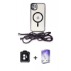 MARSİLYAN™- iPhone 11 Kılıf Eksen Özel Seri - Siyah Bilvis 5in1 3D Magic Cam Ekran Koruyucu + PVD Metal Kamera Lens - MI