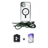 MARSİLYAN™- iPhone 11 Kılıf Eksen Özel Seri - Siyah Bilvis 5in1 3D Magic Cam Ekran Koruyucu + PVD Metal Kamera Lens - MI