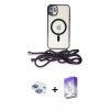 MARSİLYAN™- iPhone 11 Kılıf Eksen Özel Seri - Siyah Bilvis 5in1 3D Magic Cam Ekran Koruyucu + Pers Alüminyum Kamera Lens - GI