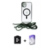 MARSİLYAN™- iPhone 11 Kılıf Eksen Özel Seri - Siyah Bilvis 5in1 3D Magic Cam Ekran Koruyucu + PVD Metal Kamera Lens - TU