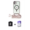 MARSİLYAN™- iPhone 11 Kılıf Eksen Özel Seri - Siyah Bilvis 5in1 3D Magic Cam Ekran Koruyucu + PVD Metal Kamera Lens - TU