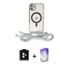 MARSİLYAN™- iPhone 11 Kılıf Eksen Özel Seri - Siyah Bilvis 5in1 3D Magic Cam Ekran Koruyucu + PVD Metal Kamera Lens - TU