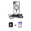 MARSİLYAN™- iPhone 11 Kılıf Eksen Özel Seri - Siyah Bilvis 5in1 3D Magic Cam Ekran Koruyucu + PVD Metal Kamera Lens - YL