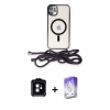 MARSİLYAN™- iPhone 11 Kılıf Eksen Özel Seri - Siyah Bilvis 5in1 3D Magic Cam Ekran Koruyucu + PVD Metal Kamera Lens - TU