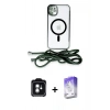 MARSİLYAN™- iPhone 11 Kılıf Eksen Özel Seri - Siyah Bilvis 5in1 3D Magic Cam Ekran Koruyucu + PVD Metal Kamera Lens - YL