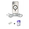 MARSİLYAN™- iPhone 11 Kılıf Eksen Özel Seri - Siyah Bilvis 5in1 3D Magic Cam Ekran Koruyucu + Turuncu Renkli Kamera Lens Koruma Cam