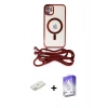 MARSİLYAN™- iPhone 11 Kılıf Eksen Özel Seri - Siyah Bilvis 5in1 3D Magic Cam Ekran Koruyucu + Turuncu Renkli Kamera Lens Koruma Cam