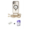 MARSİLYAN™- iPhone 11 Kılıf Eksen Özel Seri - Siyah Bilvis 5in1 3D Magic Cam Ekran Koruyucu + Turuncu Renkli Kamera Lens Koruma Cam