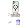 MARSİLYAN™- iPhone 11 Kılıf Eksen Özel Seri - Siyah Bilvis 5in1 3D Magic Cam Ekran Koruyucu + Turuncu Renkli Kamera Lens Koruma Cam