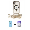 MARSİLYAN™- iPhone 11 Kılıf Eksen Özel Seri - Siyah Bilvis 5in1 3D Magic Cam Ekran Koruyucu + Neon Fosforlu Kamera Lens - YL