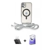 MARSİLYAN™- iPhone 11 Kılıf Eksen Özel Seri - Siyah Bilvis 5in1 5D Magic Hayalet Cam Ekran Koruyucu + Kamera Lens Koruma Cam - SF
