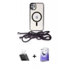 MARSİLYAN™- iPhone 11 Kılıf Eksen Özel Seri - Siyah Bilvis 5in1 5D Magic Hayalet Cam Ekran Koruyucu + Kamera Lens Koruma Cam - SF