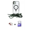 MARSİLYAN™- iPhone 11 Kılıf Eksen Özel Seri - Siyah Bilvis 5in1 5D Magic Hayalet Cam Ekran Koruyucu + Kırmızı Pers Alüminyum Kamera Lens