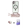 MARSİLYAN™- iPhone 11 Kılıf Eksen Özel Seri - Siyah Bilvis 5in1 5D Magic Hayalet Cam Ekran Koruyucu + Kırmızı Pers Alüminyum Kamera Lens