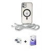 MARSİLYAN™- iPhone 11 Kılıf Eksen Özel Seri - Siyah Bilvis 5in1 5D Magic Hayalet Cam Ekran Koruyucu + Lacivert Pers Alüminyum Kamera Lens