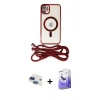 MARSİLYAN™- iPhone 11 Kılıf Eksen Özel Seri - Siyah Bilvis 5in1 5D Magic Hayalet Cam Ekran Koruyucu + Lacivert Pers Alüminyum Kamera Lens