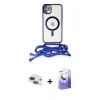 MARSİLYAN™- iPhone 11 Kılıf Eksen Özel Seri - Siyah Bilvis 5in1 5D Magic Hayalet Cam Ekran Koruyucu + Lacivert Pers Alüminyum Kamera Lens