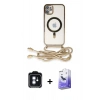 MARSİLYAN™- iPhone 11 Kılıf Eksen Özel Seri - Siyah Bilvis 5in1 5D Magic Hayalet Cam Ekran Koruyucu + PVD Metal Kamera Lens - MI