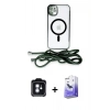 MARSİLYAN™- iPhone 11 Kılıf Eksen Özel Seri - Siyah Bilvis 5in1 5D Magic Hayalet Cam Ekran Koruyucu + PVD Metal Kamera Lens - MI