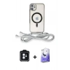 MARSİLYAN™- iPhone 11 Kılıf Eksen Özel Seri - Siyah Bilvis 5in1 5D Magic Hayalet Cam Ekran Koruyucu + PVD Metal Kamera Lens - MI