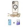 MARSİLYAN™- iPhone 11 Kılıf Eksen Özel Seri - Siyah Bilvis 5in1 5D Magic Hayalet Cam Ekran Koruyucu + Neon Fosforlu Kamera Lens - TU