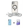 MARSİLYAN™- iPhone 11 Kılıf Eksen Özel Seri - Siyah Bilvis 5in1 5D Magic Hayalet Cam Ekran Koruyucu + Neon Fosforlu Kamera Lens - TU