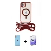 MARSİLYAN™- iPhone 11 Kılıf Eksen Özel Seri - Siyah Bilvis 5in1 5D Magic Hayalet Cam Ekran Koruyucu + Neon Fosforlu Kamera Lens - TU