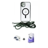 MARSİLYAN™- iPhone 11 Kılıf Eksen Özel Seri - Siyah Bilvis 5in1 5D Magic Hayalet Cam Ekran Koruyucu + Pers Alüminyum Kamera Lens - LT