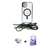 MARSİLYAN™- iPhone 11 Kılıf Eksen Özel Seri - Siyah Bilvis 5in1 5D Magic Hayalet Cam Ekran Koruyucu + Pers Alüminyum Kamera Lens - GI