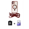 MARSİLYAN™- iPhone 11 Kılıf Eksen Özel Seri - Siyah Bilvis 5in1 5D Magic Hayalet Cam Ekran Koruyucu + PVD Metal Kamera Lens - TU