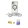 MARSİLYAN™- iPhone 11 Kılıf Eksen Özel Seri - Siyah Bilvis 5in1 5D Magic Hayalet Cam Ekran Koruyucu + Rainbow Kamera Lens Koruma Cam - KI