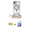 MARSİLYAN™- iPhone 11 Kılıf Eksen Özel Seri - Siyah Bilvis 5in1 5D Magic Hayalet Cam Ekran Koruyucu + Rainbow Kamera Lens Koruma Cam - KI