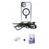 MARSİLYAN™- iPhone 11 Kılıf Eksen Özel Seri - Siyah Bilvis 5in1 5D Magic Hayalet Cam Ekran Koruyucu + Renkli Kamera Lens Koruma Cam - SI