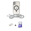 MARSİLYAN™- iPhone 11 Kılıf Eksen Özel Seri - Siyah Bilvis 5in1 5D Magic Hayalet Cam Ekran Koruyucu + Renkli Kamera Lens Koruma Cam - SI