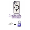 MARSİLYAN™- iPhone 11 Kılıf Eksen Özel Seri - Siyah Bilvis 5in1 5D Magic Hayalet Cam Ekran Koruyucu + Renkli Kamera Lens Koruma Cam - PE