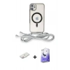 MARSİLYAN™- iPhone 11 Kılıf Eksen Özel Seri - Siyah Bilvis 5in1 5D Magic Hayalet Cam Ekran Koruyucu + Renkli Kamera Lens Koruma Cam - PE