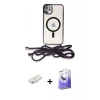 MARSİLYAN™- iPhone 11 Kılıf Eksen Özel Seri - Siyah Bilvis 5in1 5D Magic Hayalet Cam Ekran Koruyucu + Renkli Kamera Lens Koruma Cam - SI
