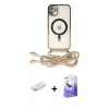 MARSİLYAN™- iPhone 11 Kılıf Eksen Özel Seri - Siyah Bilvis 5in1 5D Magic Hayalet Cam Ekran Koruyucu + Sarı Renkli Kamera Lens Koruma Cam
