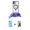 MARSİLYAN™- iPhone 11 Kılıf Eksen Özel Seri - Siyah Bilvis Hayalet Cam Ekran Koruyucu + Neon Fosforlu Kamera Lens - MI