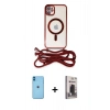 MARSİLYAN™- iPhone 11 Kılıf Eksen Özel Seri - Siyah Bilvis Hayalet Cam Ekran Koruyucu + Neon Fosforlu Kamera Lens - MI