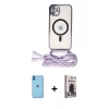 MARSİLYAN™- iPhone 11 Kılıf Eksen Özel Seri - Siyah Bilvis Hayalet Cam Ekran Koruyucu + Neon Fosforlu Kamera Lens - MI
