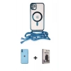 MARSİLYAN™- iPhone 11 Kılıf Eksen Özel Seri - Siyah Bilvis Hayalet Cam Ekran Koruyucu + Neon Fosforlu Kamera Lens - MI