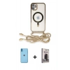MARSİLYAN™- iPhone 11 Kılıf Eksen Özel Seri - Siyah Bilvis Hayalet Cam Ekran Koruyucu + Neon Fosforlu Kamera Lens - MI