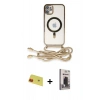 MARSİLYAN™- iPhone 11 Kılıf Eksen Özel Seri - Siyah Bilvis Hayalet Cam Ekran Koruyucu + Rainbow Kamera Lens Koruma Cam - KI