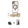 MARSİLYAN™- iPhone 11 Kılıf Eksen Özel Seri - Siyah Bilvis Hayalet Cam Ekran Koruyucu + Kamera Lens Koruma Cam - SF