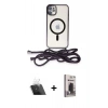 MARSİLYAN™- iPhone 11 Kılıf Eksen Özel Seri - Siyah Bilvis Hayalet Cam Ekran Koruyucu + Kamera Lens Koruma Cam - SF