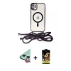 MARSİLYAN™- iPhone 11 Kılıf Eksen Özel Seri - Siyah Buffer Cam Ekran Koruyucu + Raze Metal Kamera Lens - KI