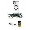 MARSİLYAN™- iPhone 11 Kılıf Eksen Özel Seri - Siyah Buffer Cam Ekran Koruyucu + Pers Alüminyum Kamera Lens - LT