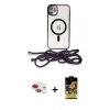 MARSİLYAN™- iPhone 11 Kılıf Eksen Özel Seri - Siyah Buffer Cam Ekran Koruyucu + Pers Alüminyum Kamera Lens - KI